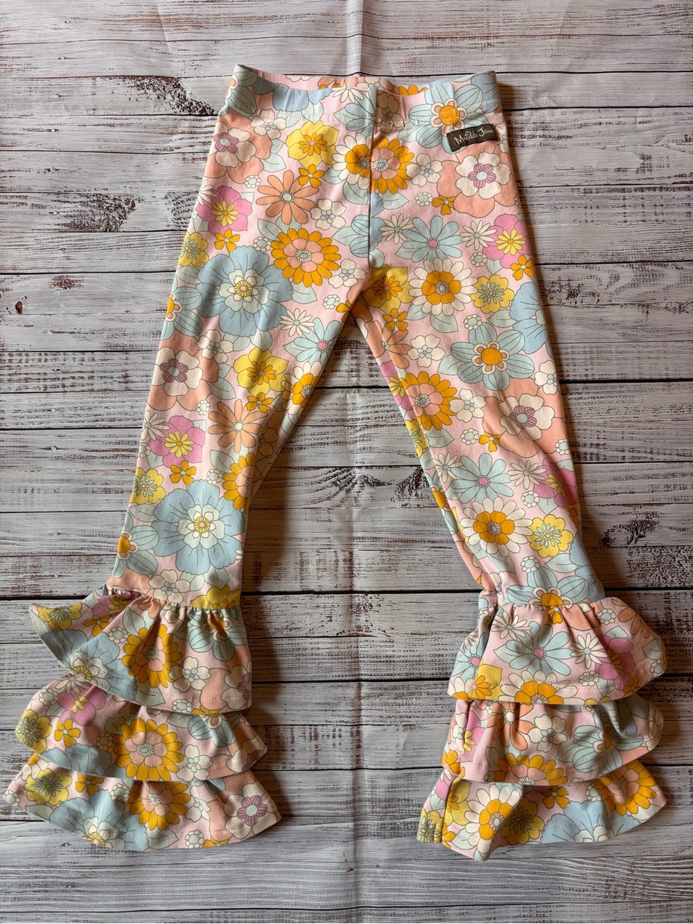 Matilda Jane Pink, Yellow & Blue Floral Ruffle Leggings